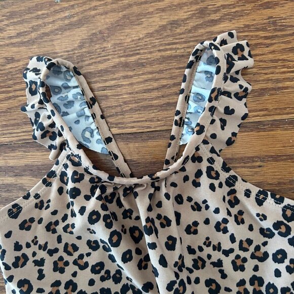 GAP Girls Leopard Print One Piece Swim Suit Bathing Suit Size 4T Ruffle Strap - Picture 3 of 8